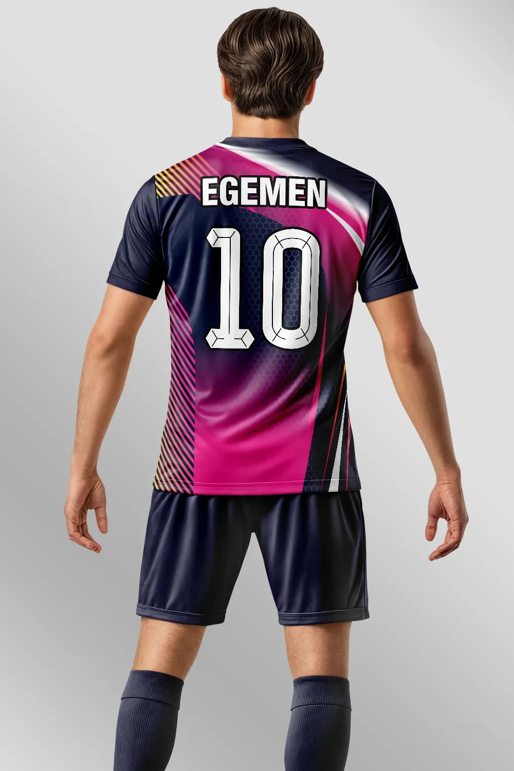 Lacivert Pembe Petekli Diagonal Halı Saha Forma - görsel 2