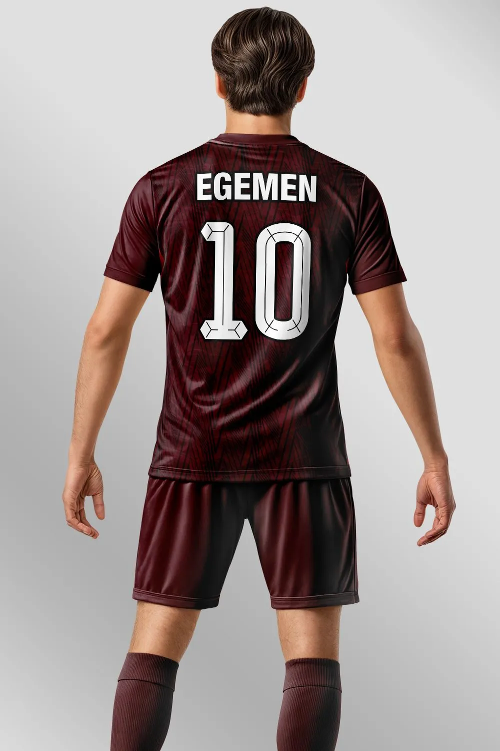 Bordo Dokulu Fırça Efektli Modern Halı Saha Forma - görsel 2