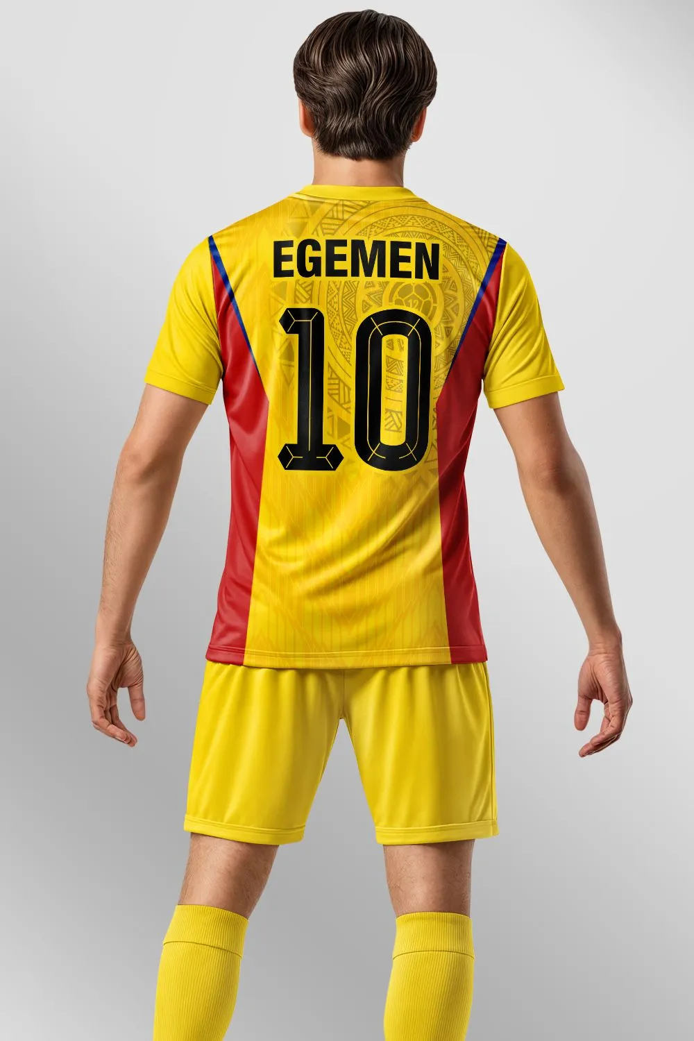 Egemen Spor Sarı Kırmızı Mandala Desenli Halı Saha Forma - görsel 2