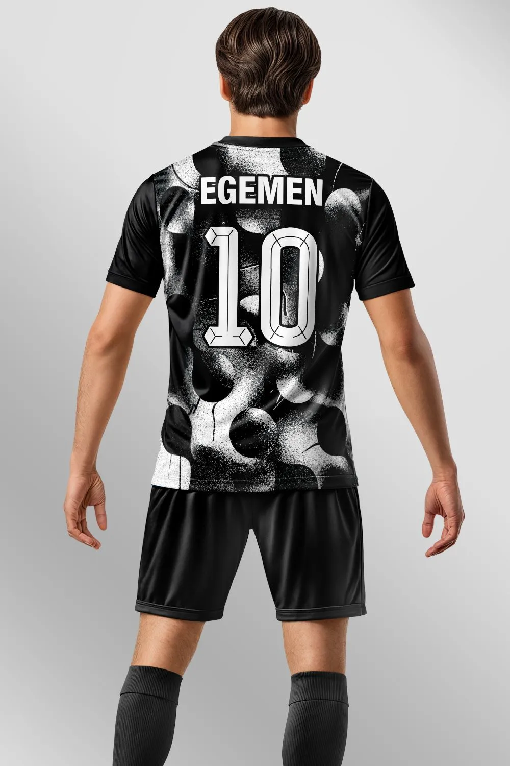 Egemen Spor Siyah Beyaz Soyut Kabarcık Desenli Halı Saha Forma - görsel 2