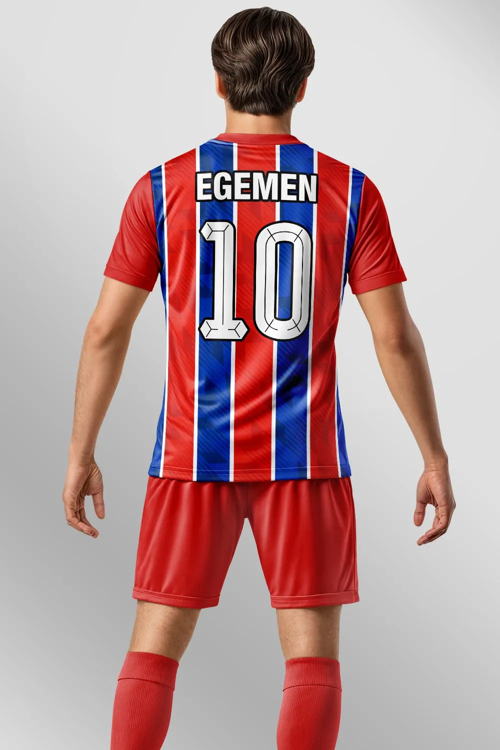 Egemen Spor Kırmızı Mavi Çubuklu Halı Saha Forma - görsel 2
