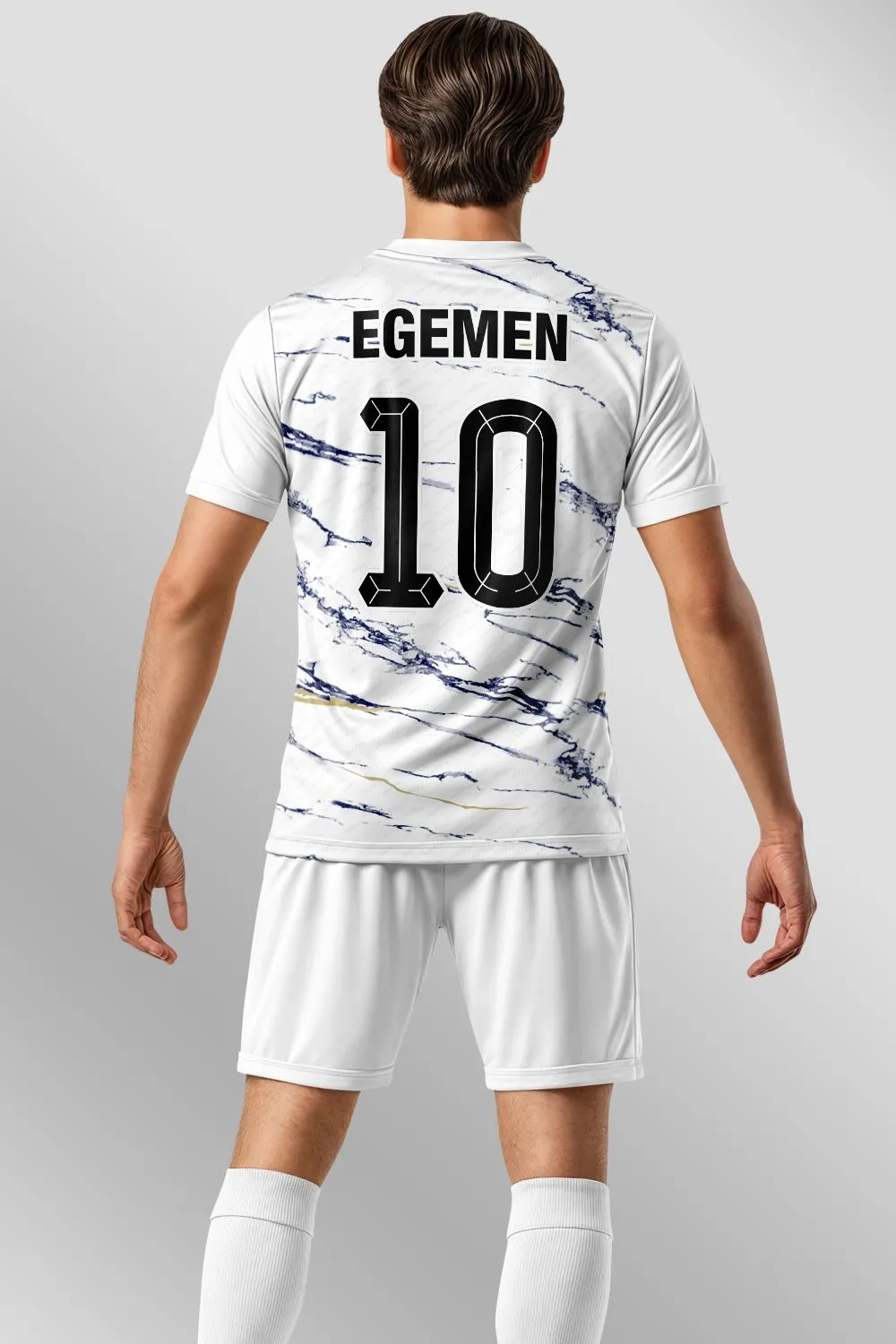 Egemen Spor Beyaz Lacivert Mermer Desenli Halı Saha Forma - görsel 2