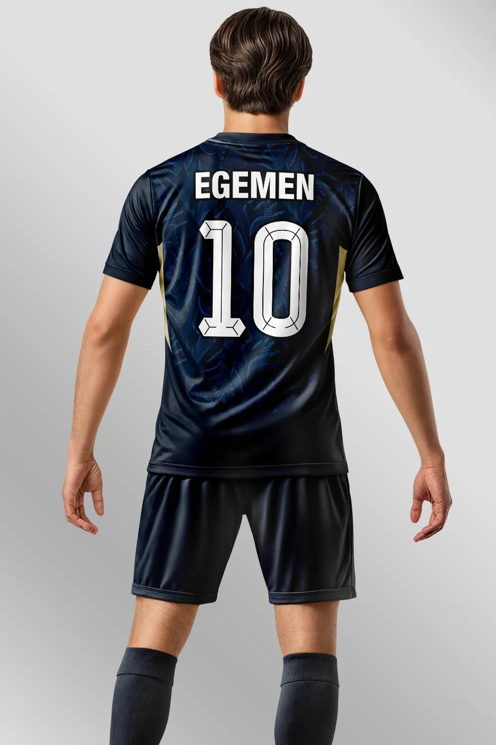 Egemen Spor Lacivert Altın Zincir Desenli Profesyonel Halı Saha Forma - görsel 2