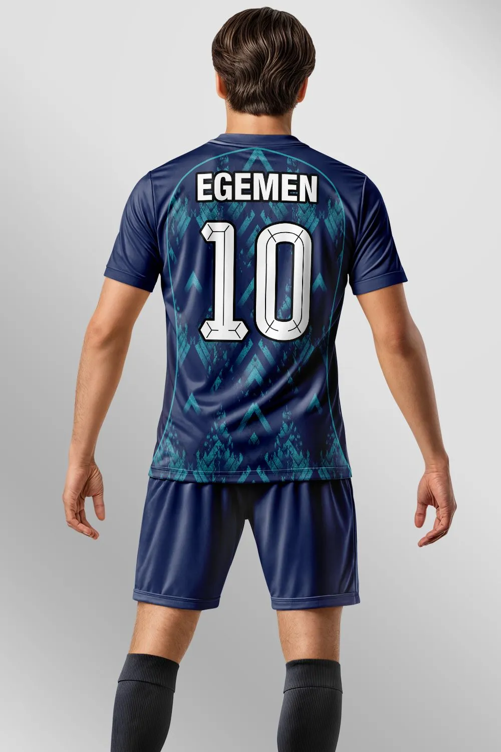 Egemen Spor Lacivert Turkuaz Kristal Geometrik Halı Saha Forma - görsel 2