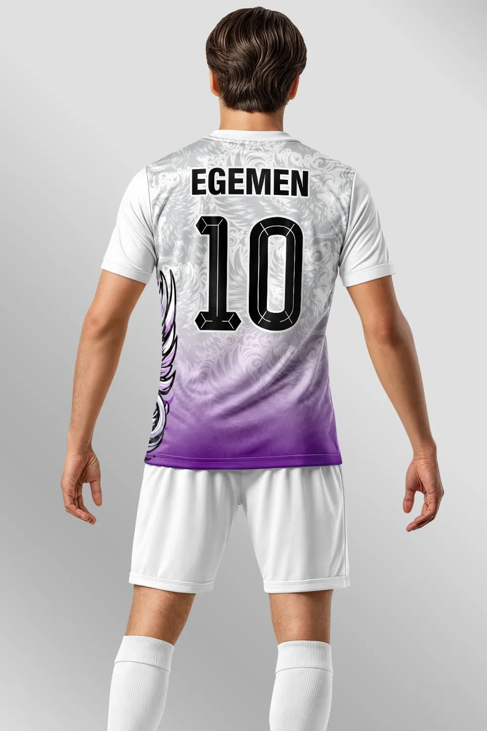Egemen Spor Mor Beyaz Anka Kuşu Desenli Halı Saha Forma - görsel 2
