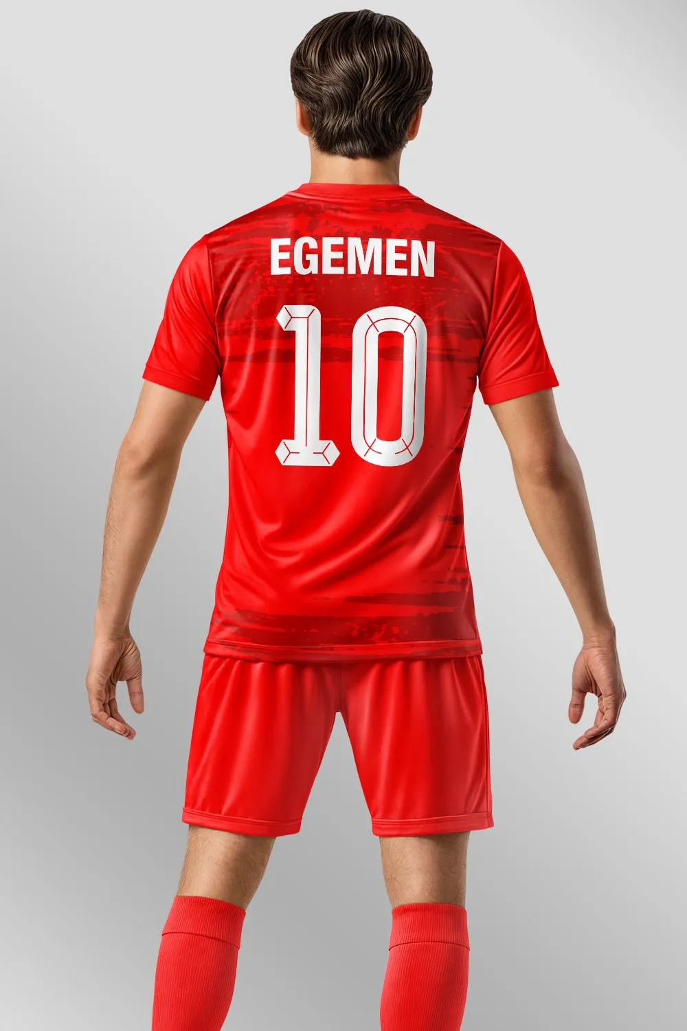 Egemen Spor Kırmızı Fırça Doku Desenli Halı Saha Forma - görsel 2