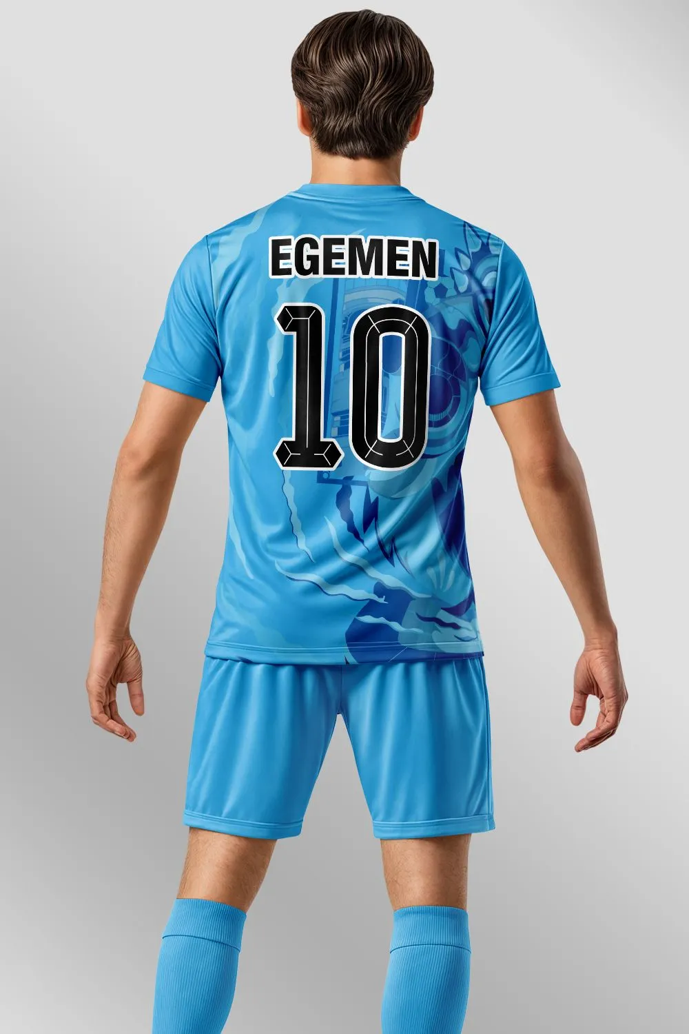 Açık Mavi Ejder Grafik Desenli Halı Saha Forma - görsel 2