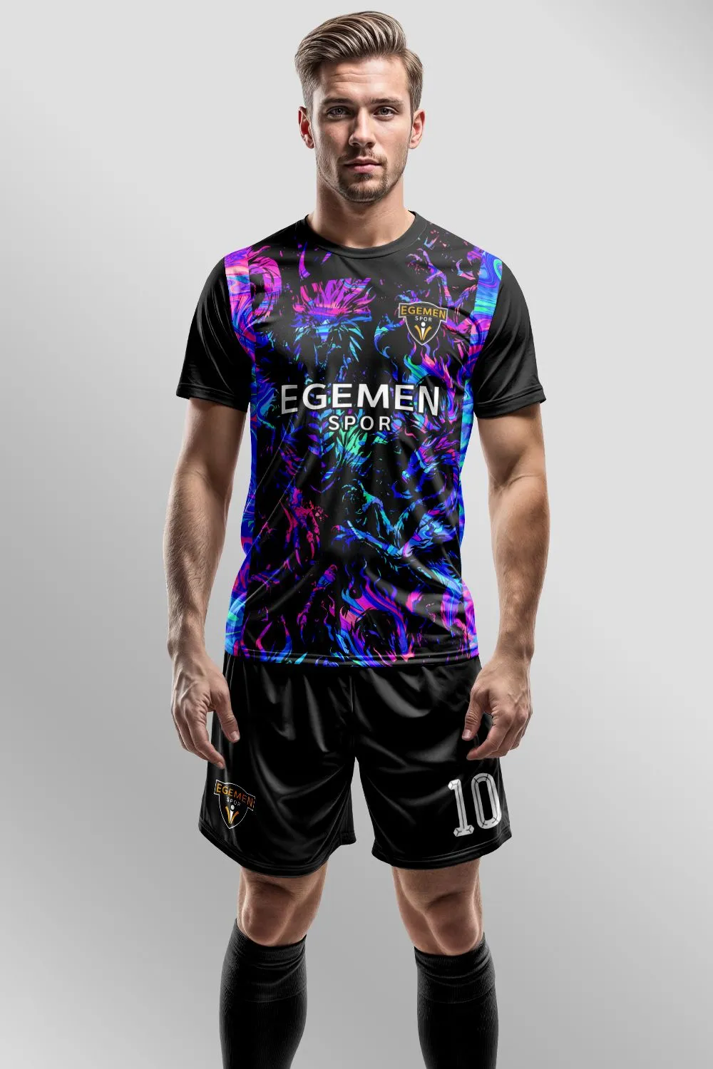 Siyah Neon Ejderha Cyberpunk Halı Saha Forma