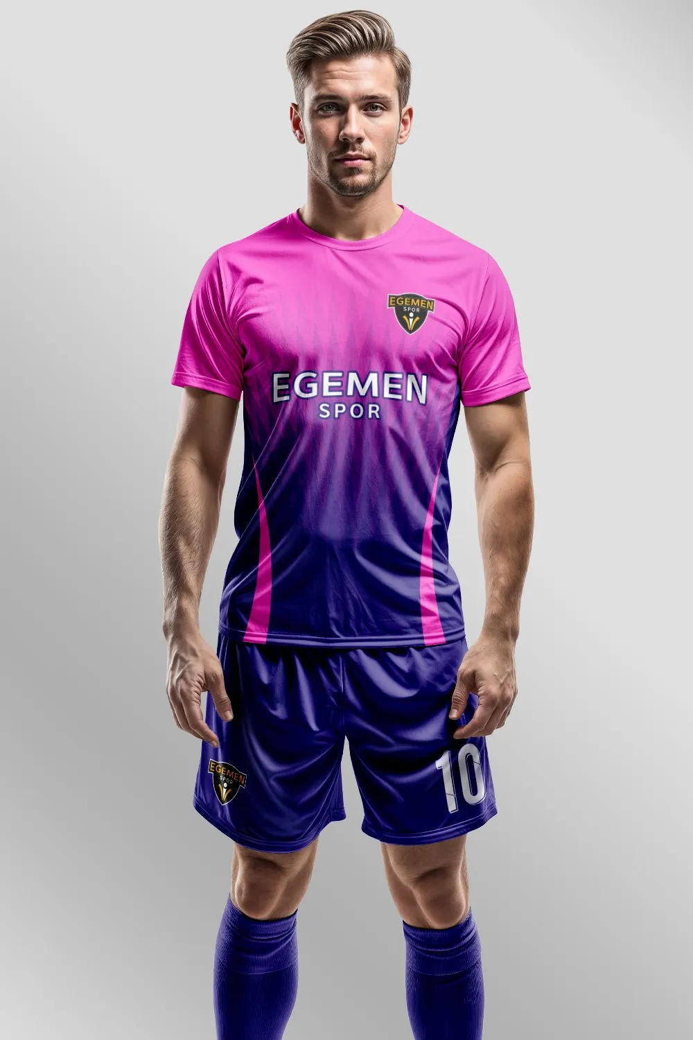 Pembe Mor Keskin Geometrik Degrade Halı Saha Forma