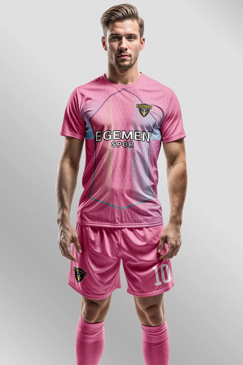 Pembe Geometrik Kalkan Desenli Halı Saha Forma