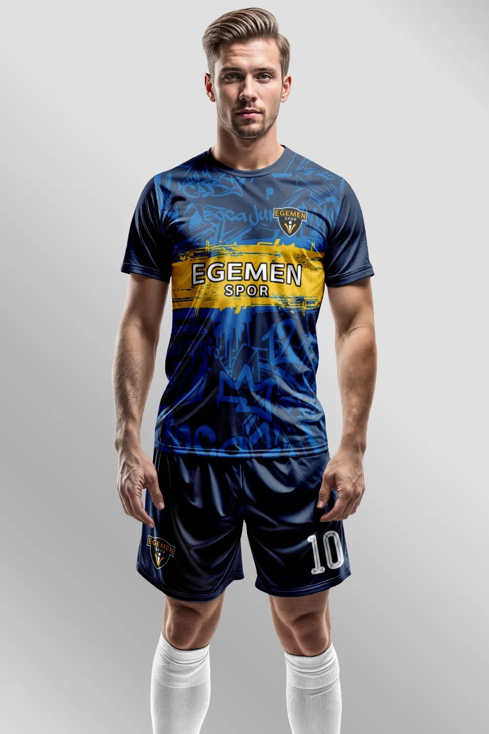Boca Esintili Graffiti Mavi Sarı Halı Saha Forma