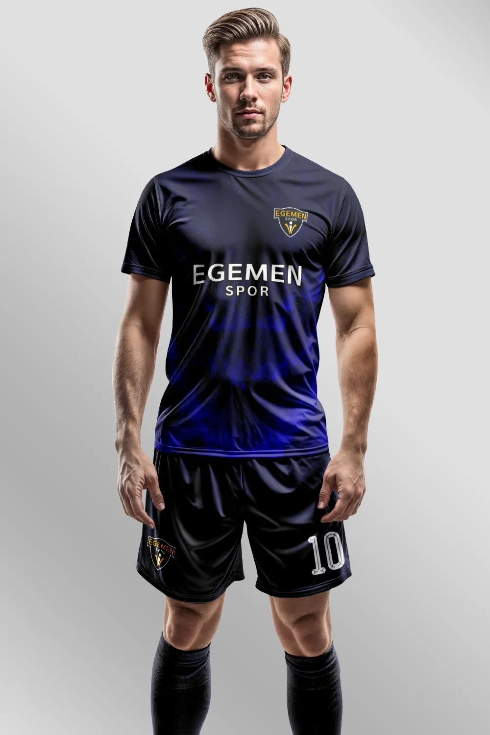 Egemen Spor Lacivert Mavi Duman Nebula Desenli Halı Saha Forma