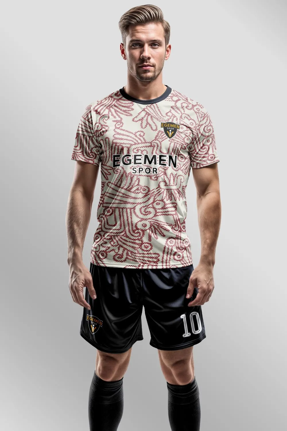 Krem-Bordo Tribal Halı Saha Forma